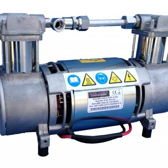 Compressore Bicilindrico 24V DC IP20 VENTILATO lavoro a ciclo continuo