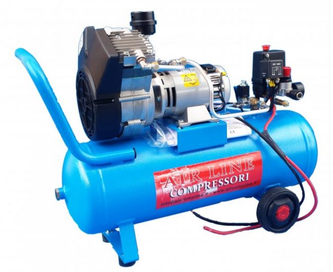 Compressore Bicilindrico 12V DC 800 Watt VENTILATO lavoro a ciclo continuo CON SERBATOIO 24-50 LITRI