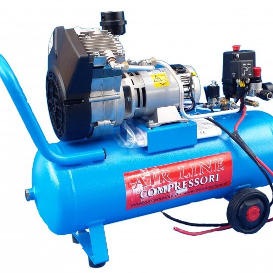 Compressore Bicilindrico 24V DC 600 Watt VENTILATO lavoro a ciclo continuo CON SERBATOIO 24/50 LITRI