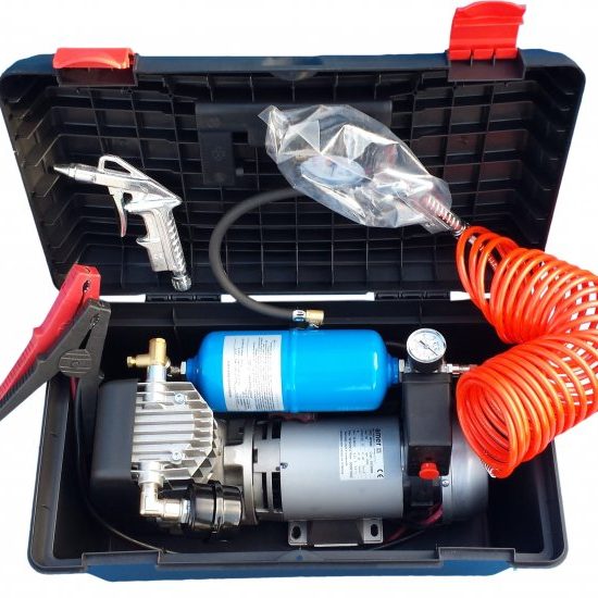 Compressore Monocilindrico 12V DC 600 watt VENTILATO lavoro a ciclo continuo con pressostato