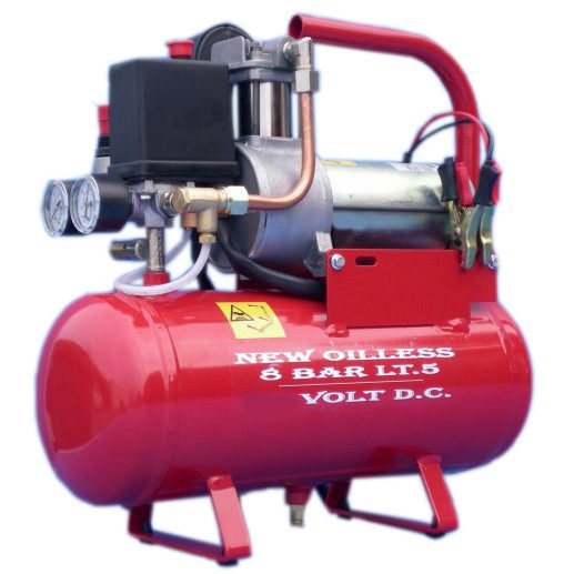 Compressore Monocilindrico 48V DC IP54,con serbatoio LT.5 Lavoro ciclo S1